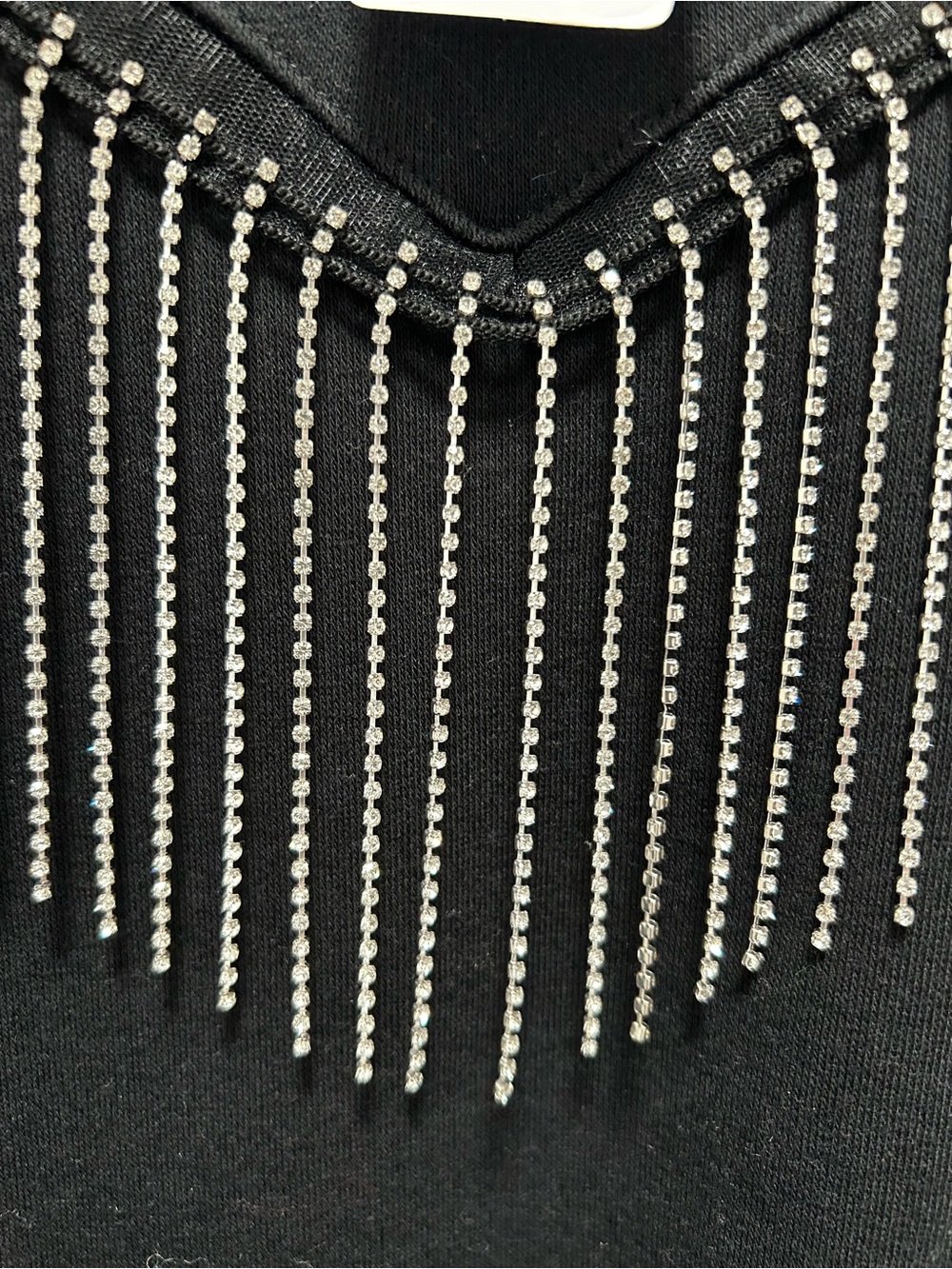 NWT Torrid Black Rhinestone Fringe Drop Shoulder Sweatshirt Plus Size 0 - Picture 3 of 4